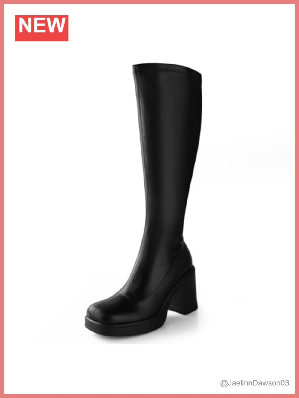 Women's Knee High Gogo Boots Chunky Platform Heel Side Zip Square Toe Faux